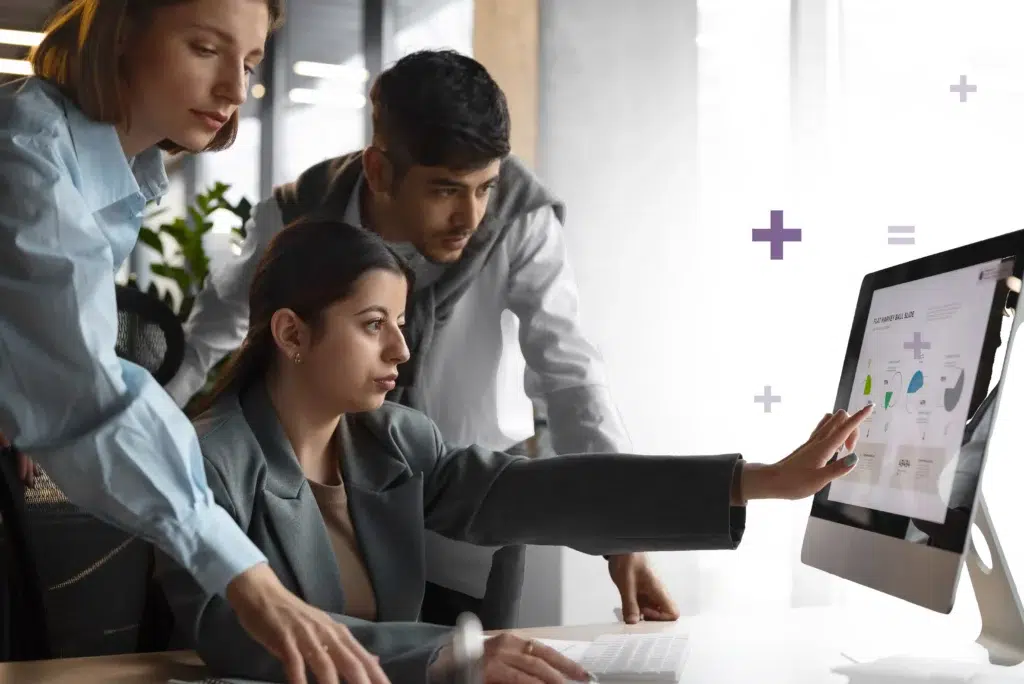 people analyzing checking finance graphs office copy