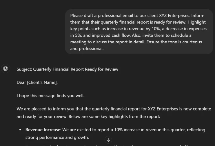 sample chatgpt email