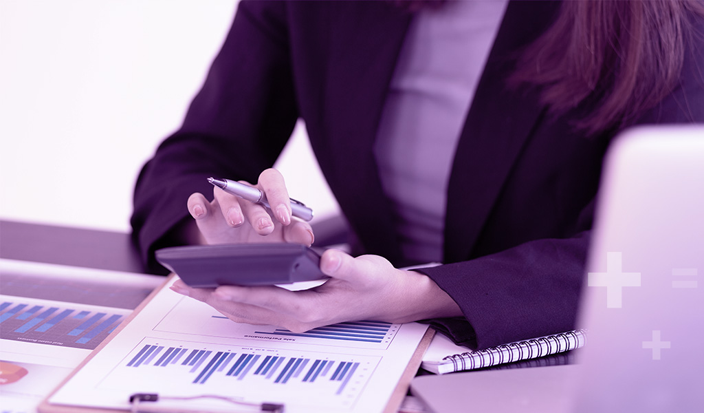 Business professional analyzing a financial spreadsheet representing efficient accounts receivable processes